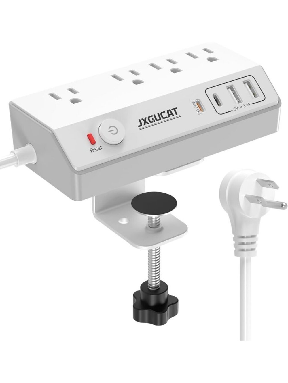 10FT Desk Clamp Power Strip with 4 Outlets & USB Ports, Fast Charging Surge